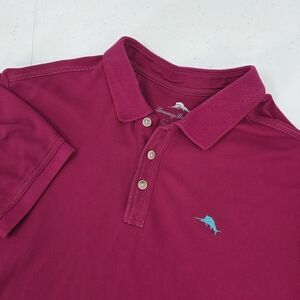 Tommy Bahama Polo Shirt Supima Cotton Poly Pique Men's Size Large Dark Pink.